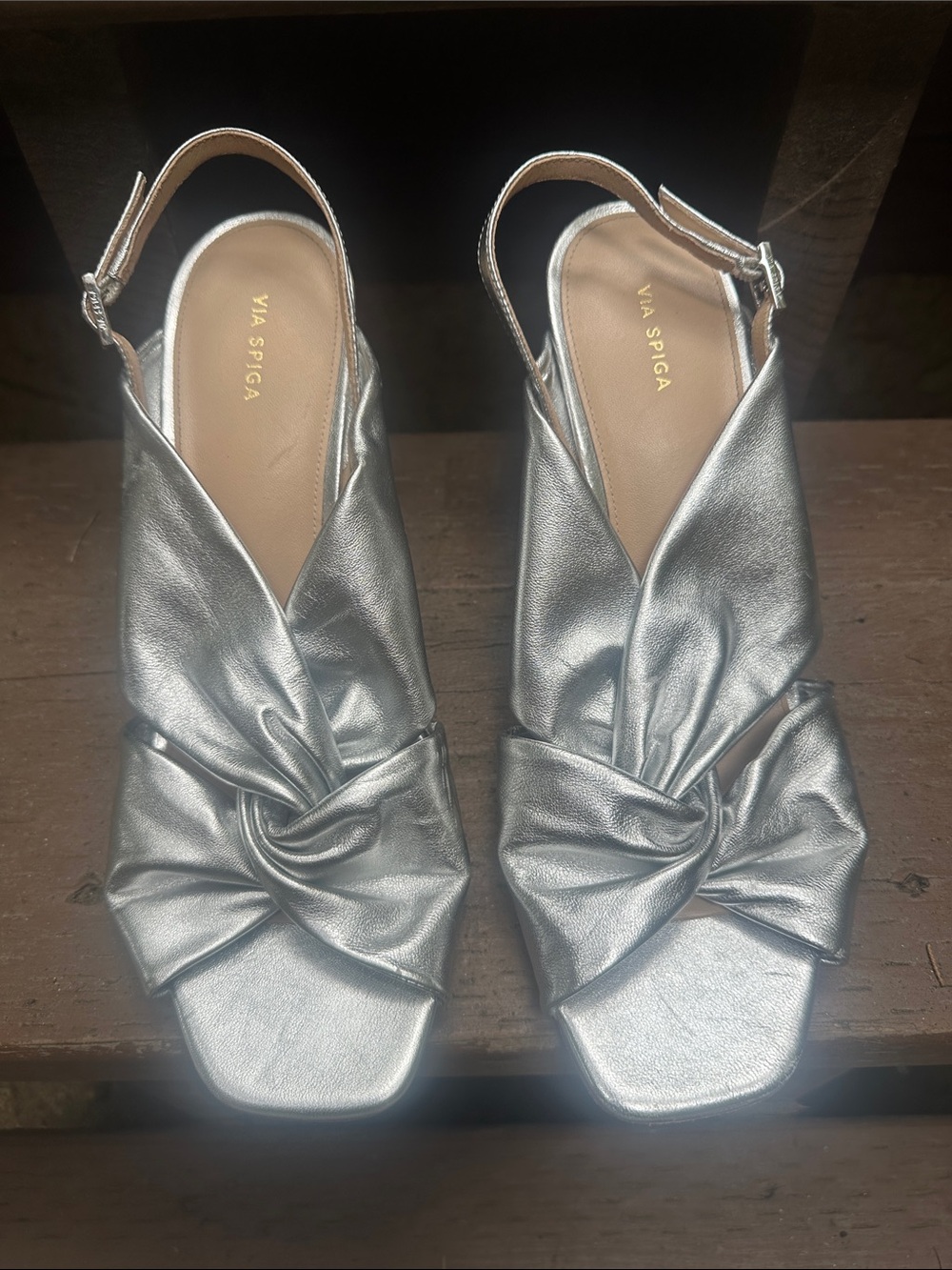 Via Spiga Silver Block Heel